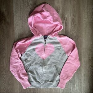 GAP Kids XL (12) Pink and Gray Kids Heart Hoodie